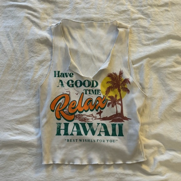 Women’s Hawaii Graphic Tank Top | trendy retro crop tank | Small - Picture 3 of 4